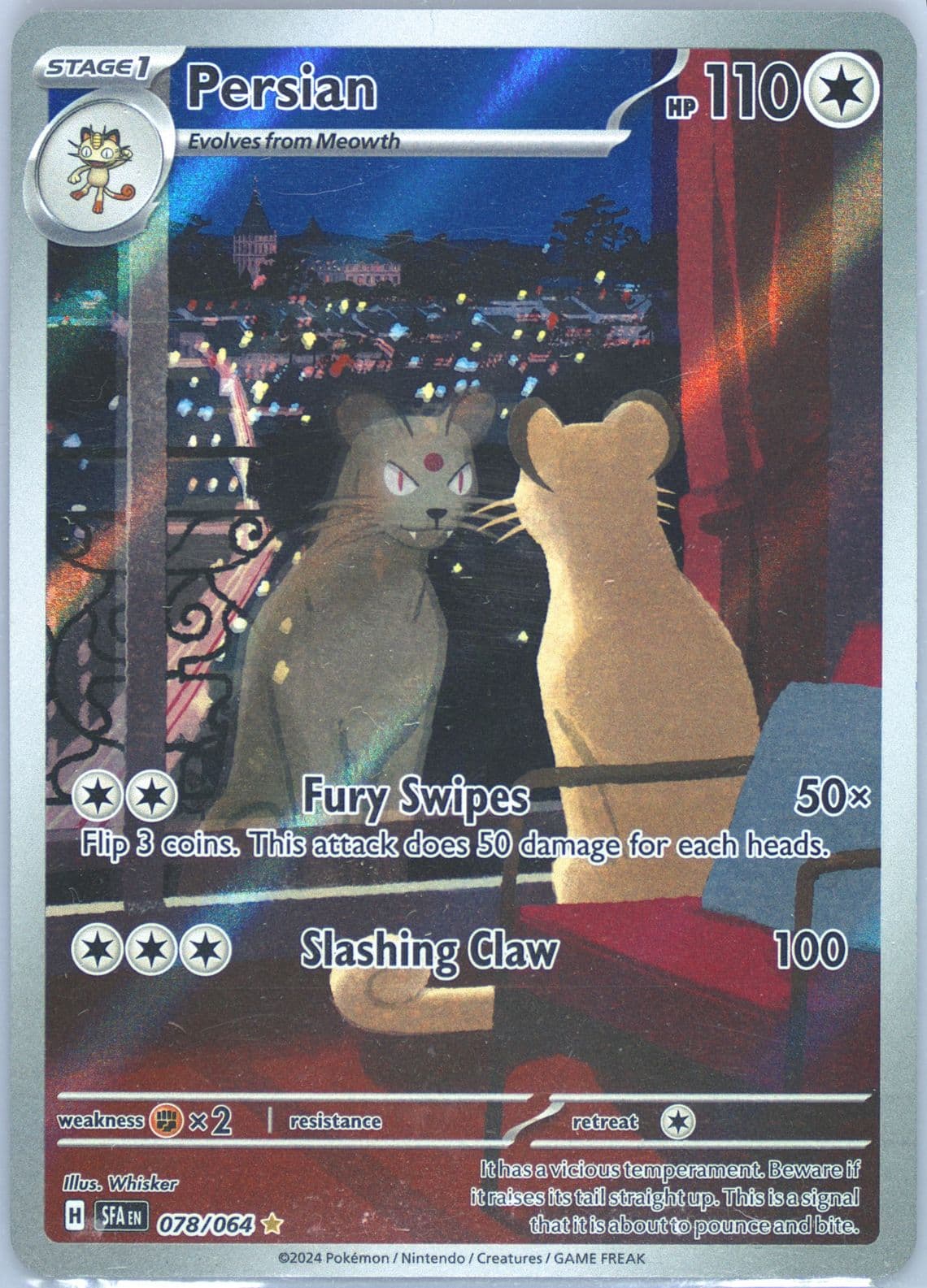 Persian Illustration Rare (078) 2024 Pokemon Sfa EN-Shrouded Fable