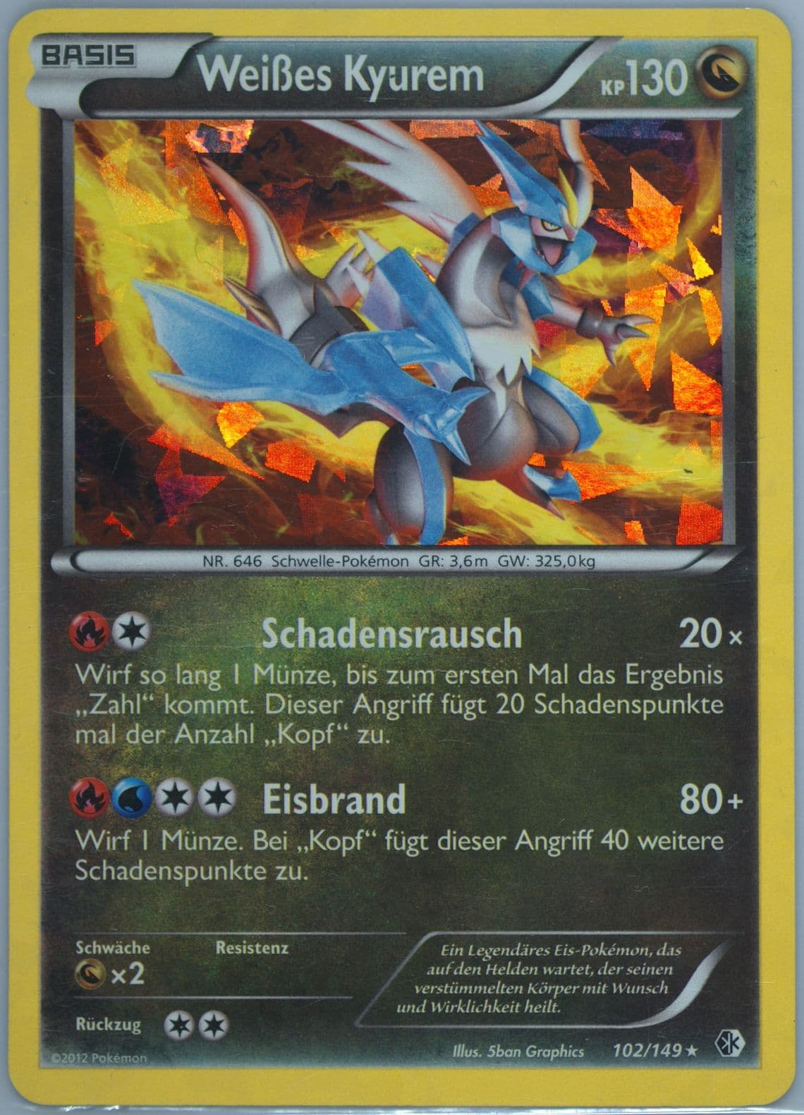 Weisses Kyurem-Holo Cracked Ice (102) 2013 Pokemon German Black & White Boundaries Crossed