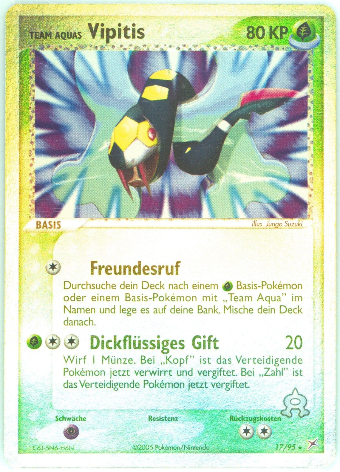 Team Aquas Vipitis-Reverse Foil (17) 2005 Pokemon German EX Team Magma VS Team Aqua