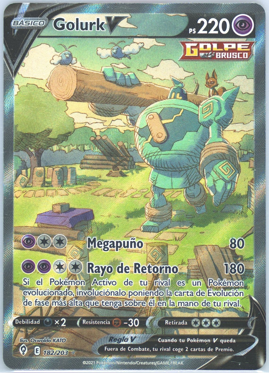 Full Art/Golurk V Spanish (182) 2021 Pokemon Sword & Shield Evolving Skies