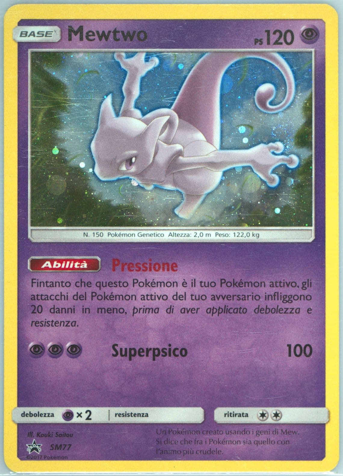 Mewtwo-Holo Shining Legends Pin Collection-Italian (SM77) 2017 Pokemon SM Black Star Promo