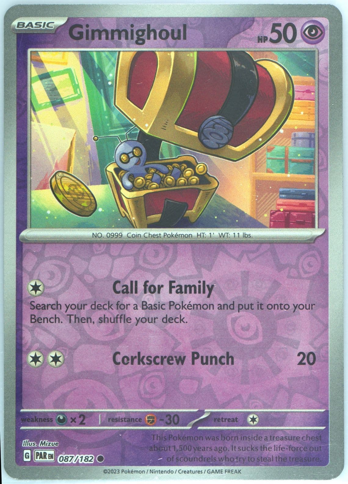 Gimmighoul Reverse Holo (087) 2023 Pokemon Par EN-Paradox Rift