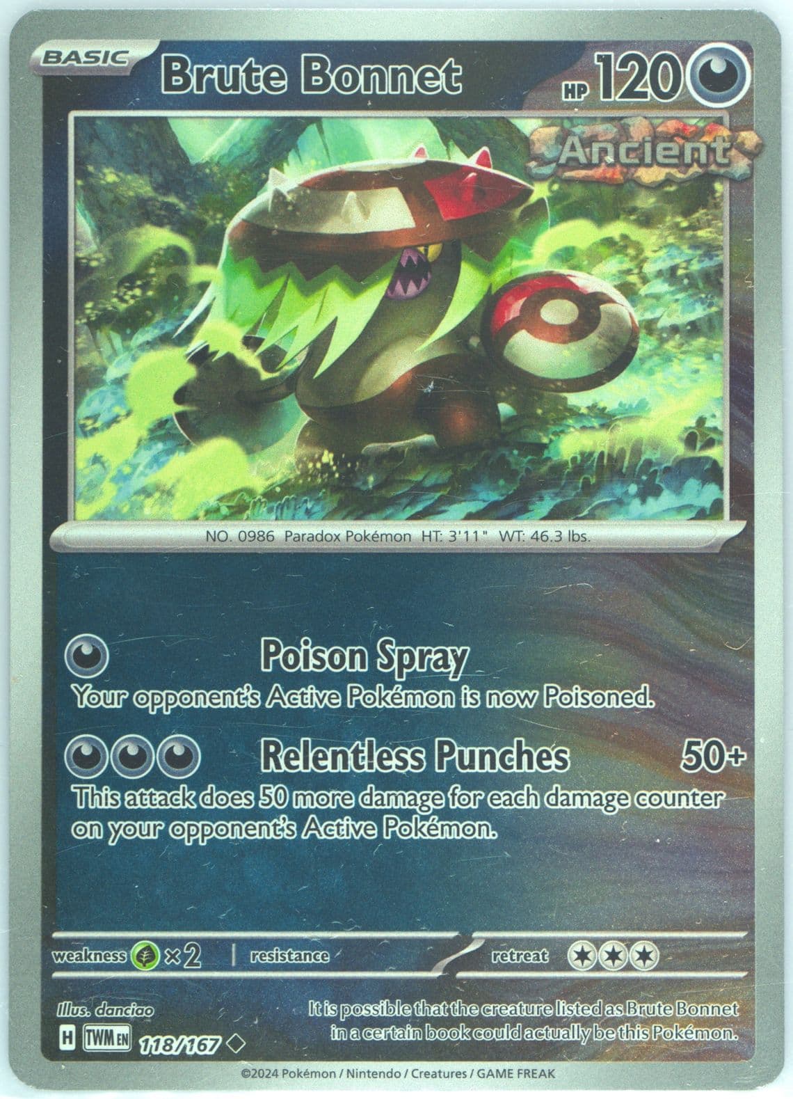 Brute Bonnet Reverse Holo (118) 2024 Pokemon Twm EN-Twilight Masquerade