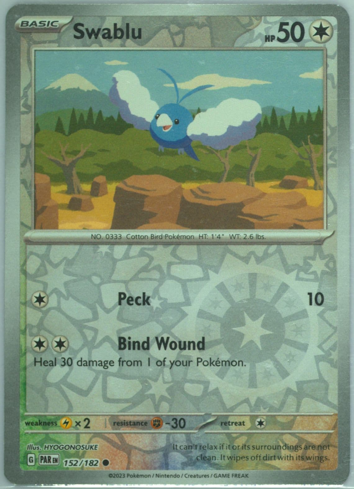 Swablu Reverse Holo (152) 2023 Pokemon Par EN-Paradox Rift