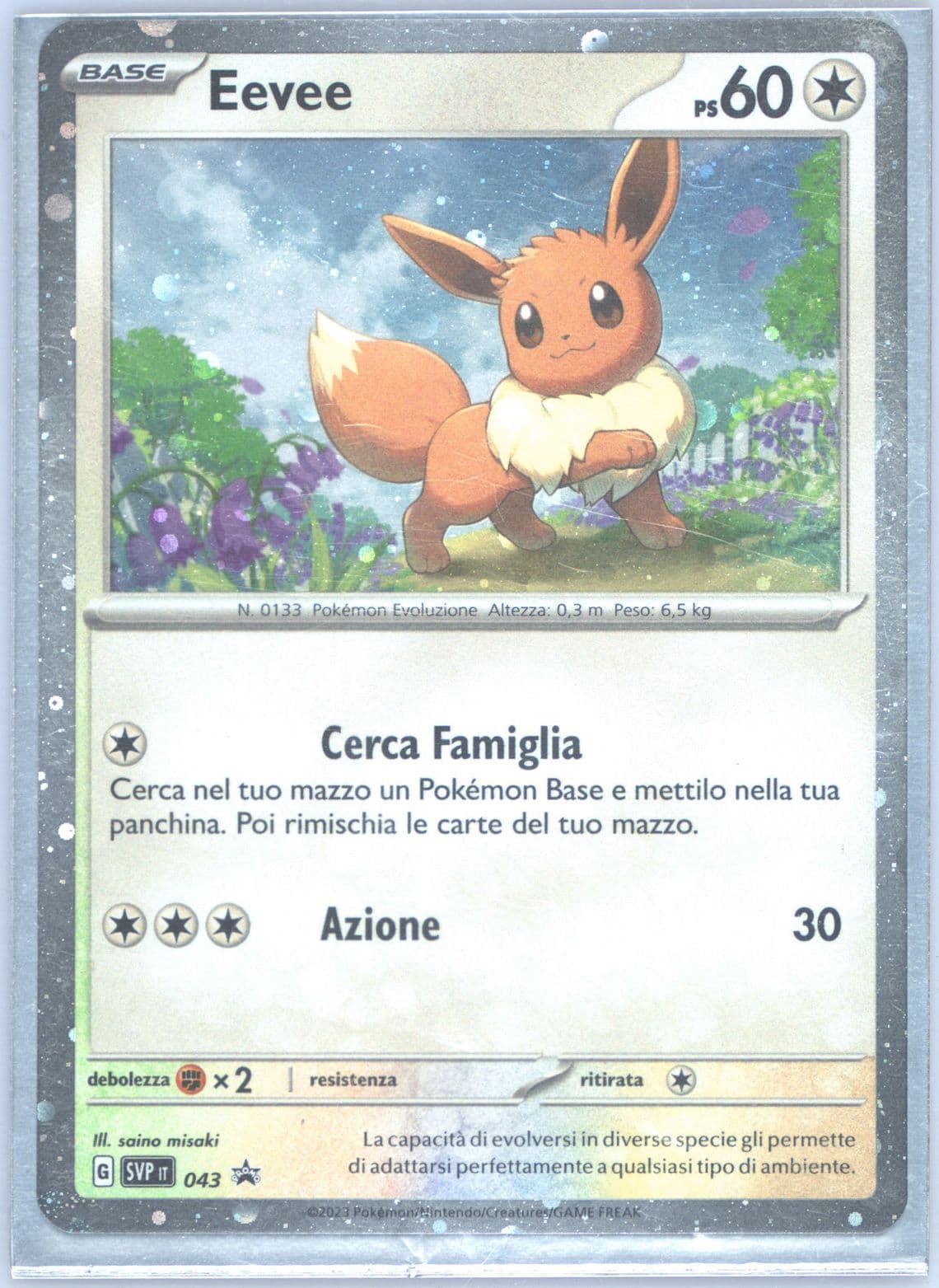 Eevee Obsidian Flames Three Pack Blister (043) 2023 Pokemon Italian Svp It-SV Black Star Promo