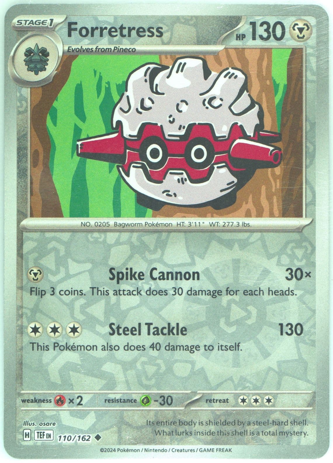 Forretress Reverse Holo (110) 2024 Pokemon Tef EN-Temporal Forces