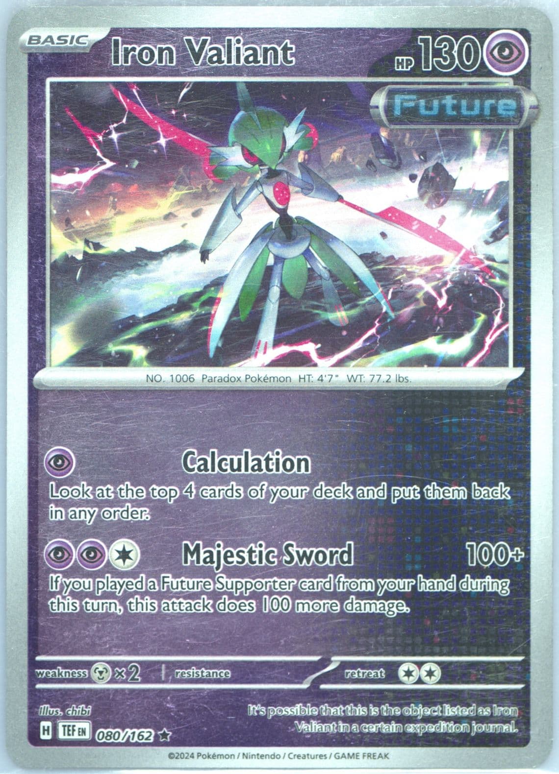 Iron Valiant Reverse Holo (080) 2024 Pokemon Tef EN-Temporal Forces