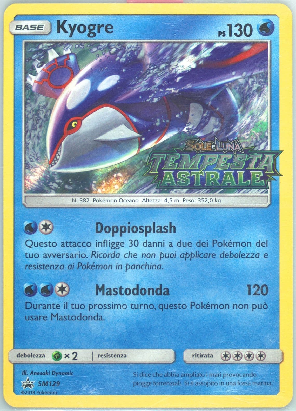 Kyogre-Holo Celestial Storm Prerelease-Italian (SM129) 2018 Pokemon SM Black Star Promo