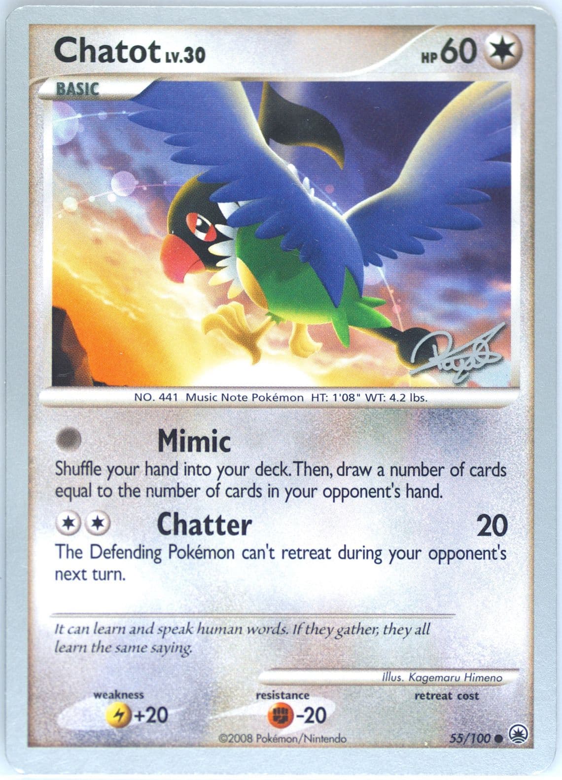 Chatot Bliss Control (55) 2008 Pokemon World Championships Promo