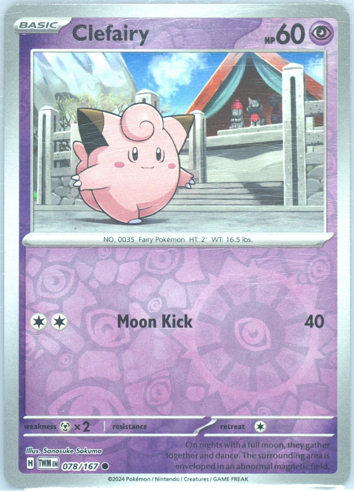 Clefairy Reverse Holo (078) 2024 Pokemon Twm EN-Twilight Masquerade