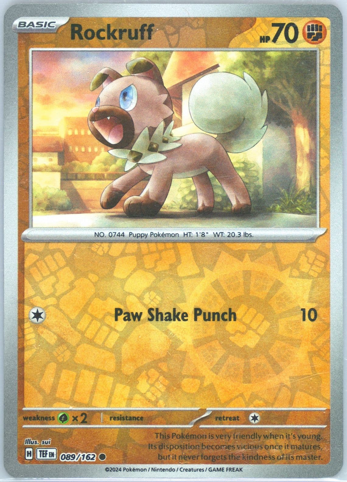 Rockruff Reverse Holo (089) 2024 Pokemon Tef EN-Temporal Forces