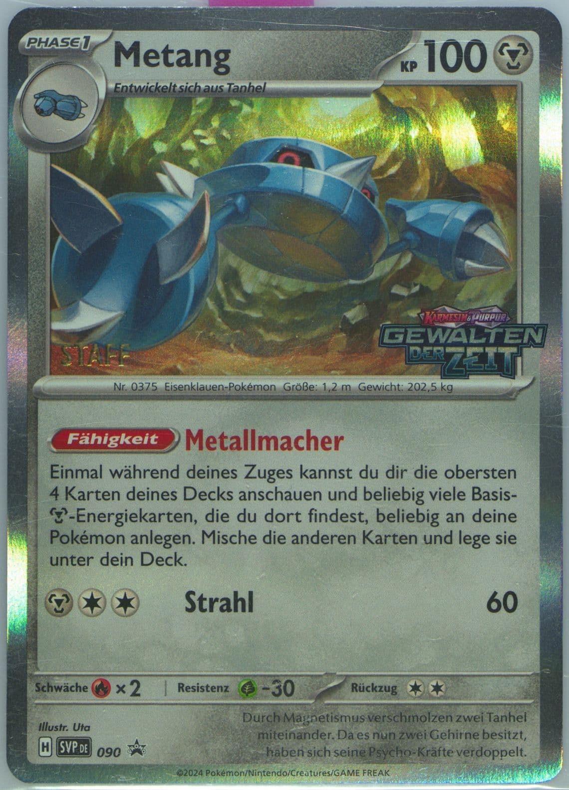 Metang Temporal Forces Prerelease-Staff (090) 2024 Pokemon German Svp de-SV Black Star Promo