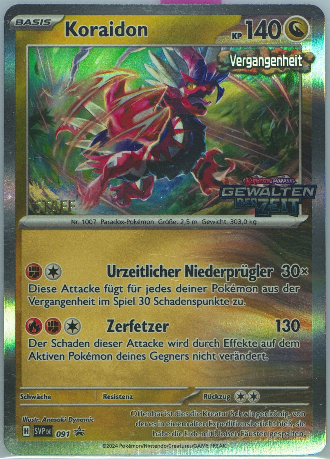 Koraidon Temporal Forces Prerelease-Staff (091) 2024 Pokemon German Svp de-SV Black Star Promo