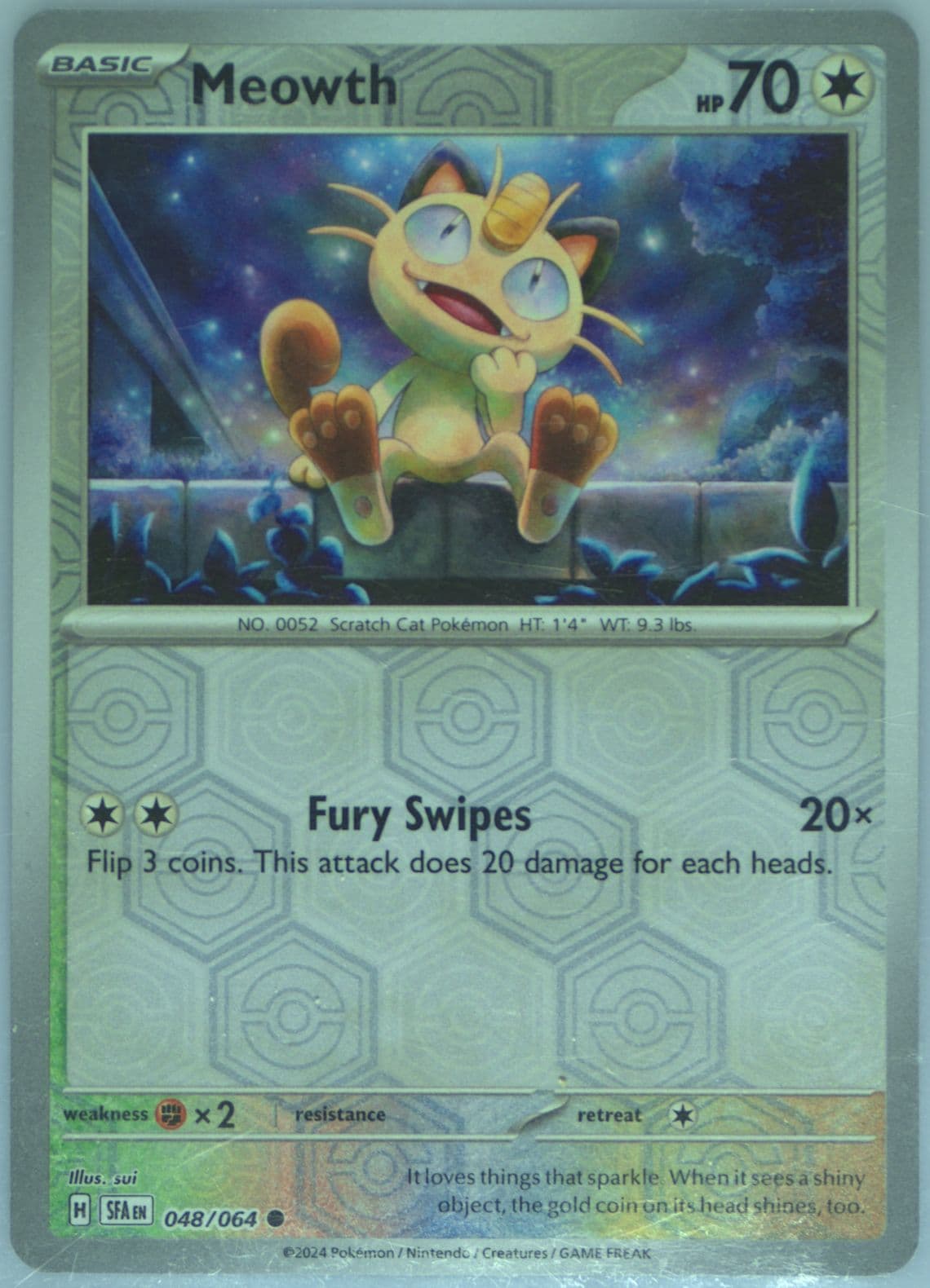 Meowth Reverse Holo (048) 2024 Pokemon Sfa EN-Shrouded Fable