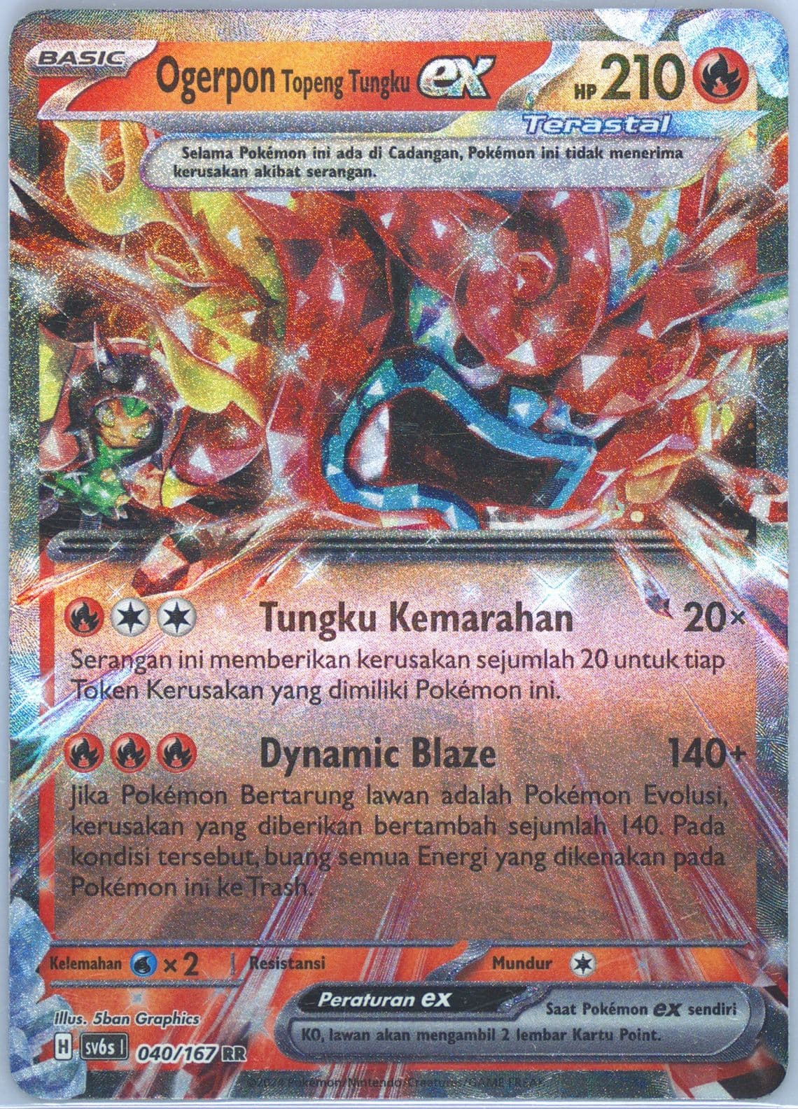 Hearthflame Mask Ogerpon EX (040) 2024 Pokemon Indonesian Sv6s I-Transfiguration Mask