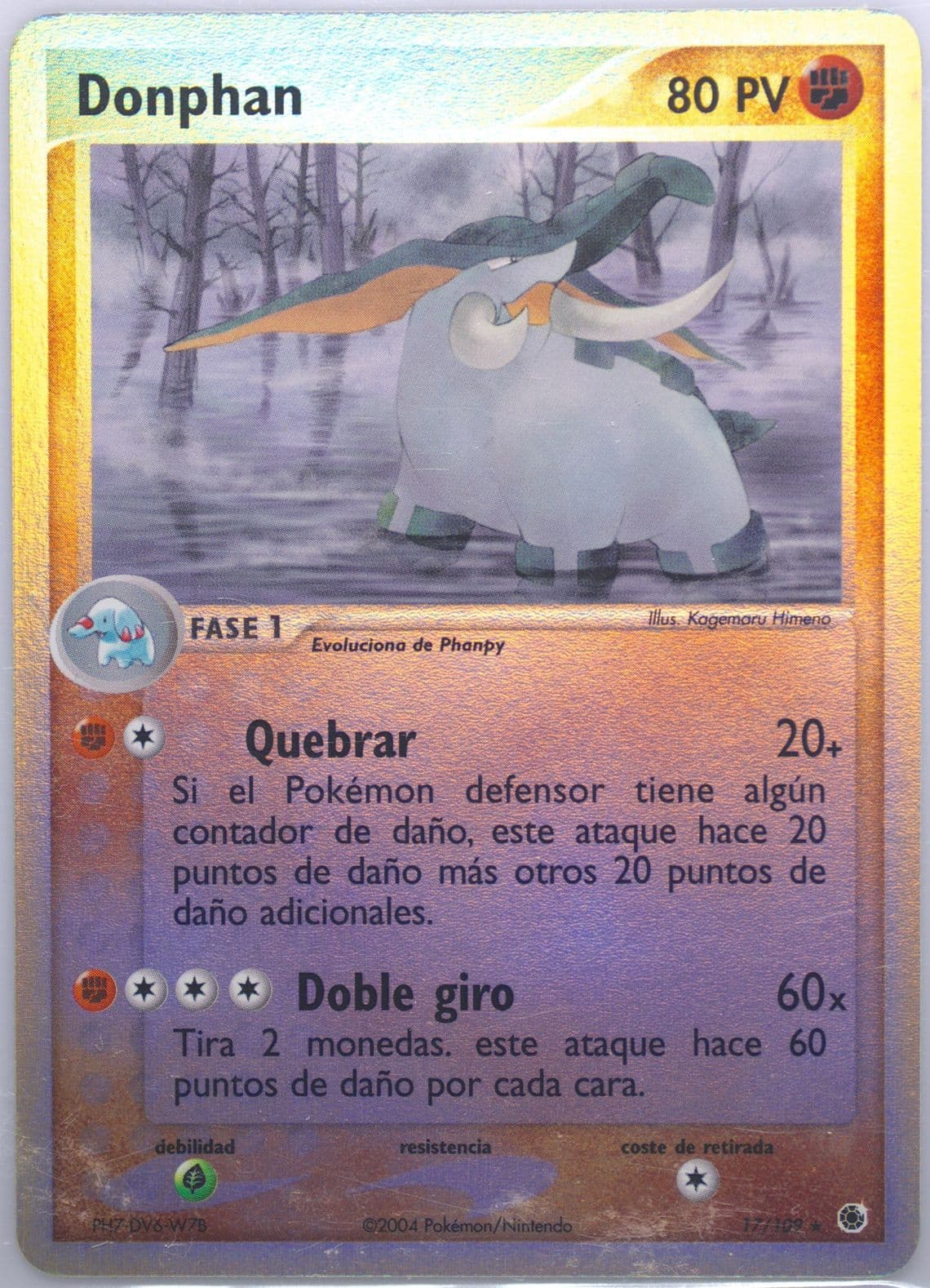 Donphan-Reverse Foil (17) 2004 Pokemon Spanish EX Ruby & Sapphire