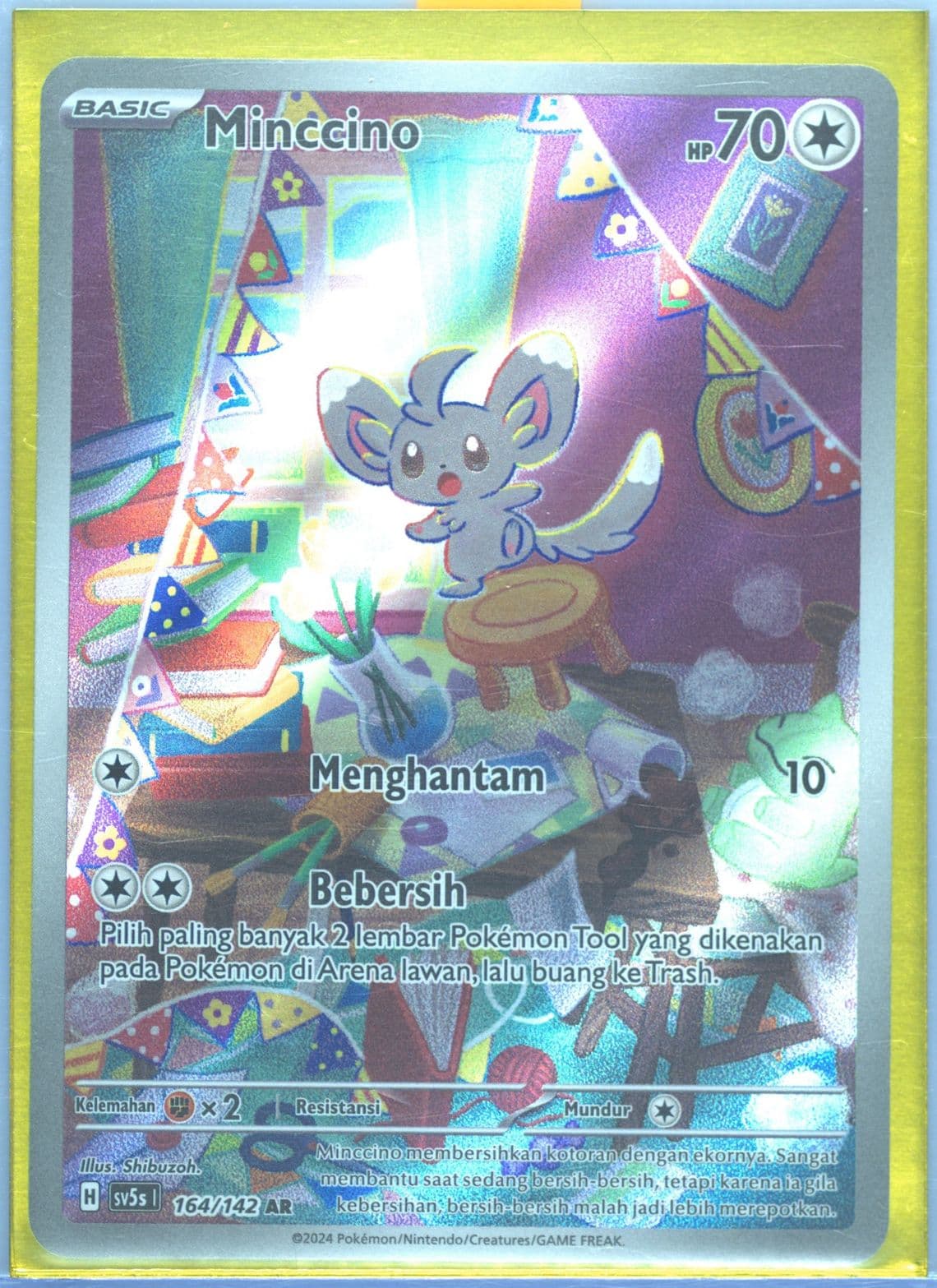 Minccino Art Rare (164) 2024 Pokemon Indonesian Sv5s I-Ace Paradox