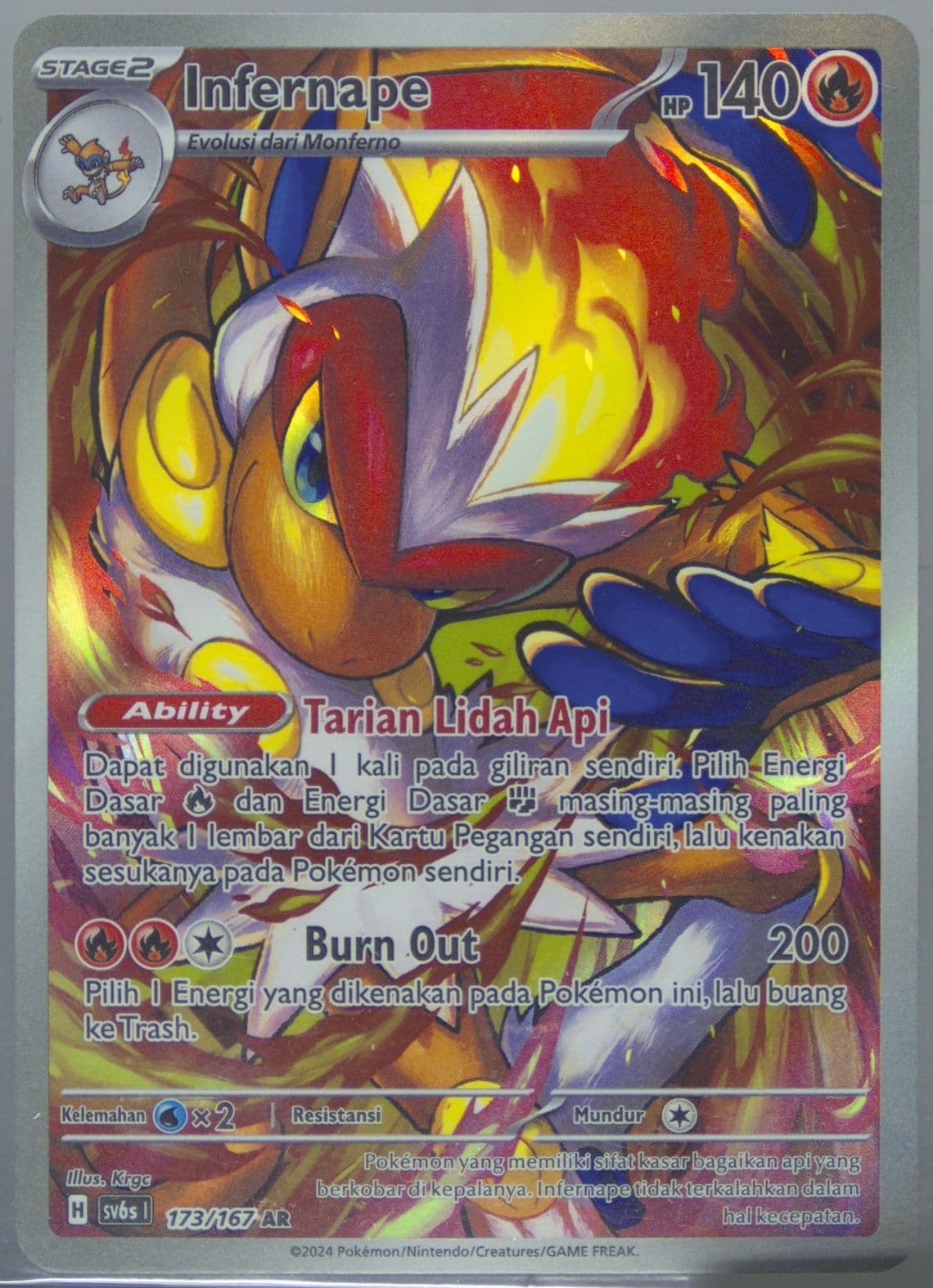 Infernape Art Rare (173) 2024 Pokemon Indonesian Sv6s I-Transfiguration Mask
