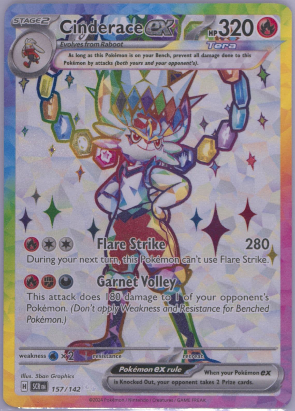 Cinderace EX Ultra Rare (157) 2024 Pokemon Scr EN-Stellar Crown