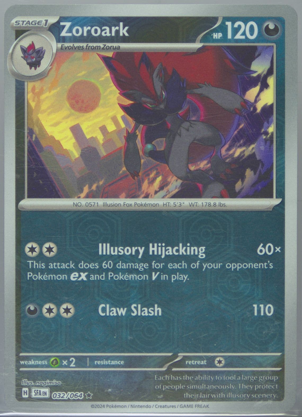 Zoroark Reverse Holo (032) 2024 Pokemon Sfa EN-Shrouded Fable