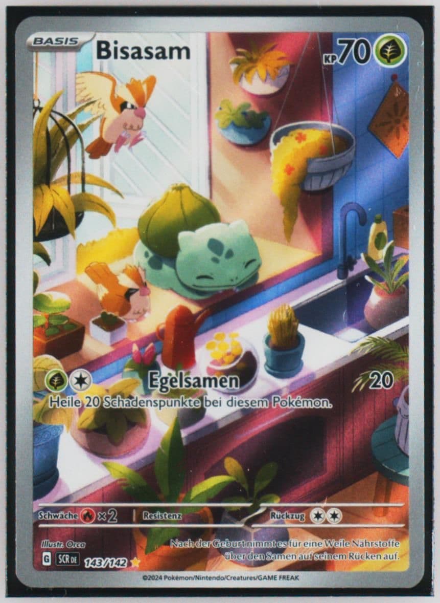 Bulbasaur Illustration Rare (143) 2024 Pokemon German Scr de-Stellar Crown