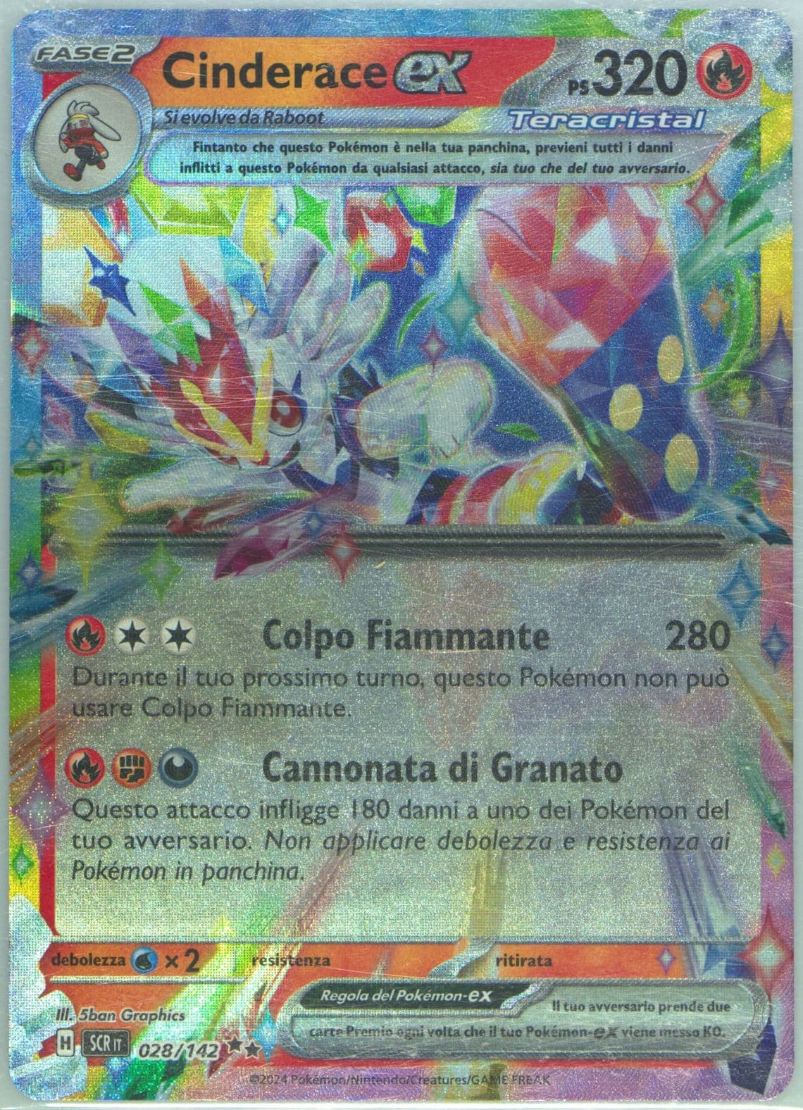 Cinderace EX (028) 2024 Pokemon Italian Scr It-Stellar Crown