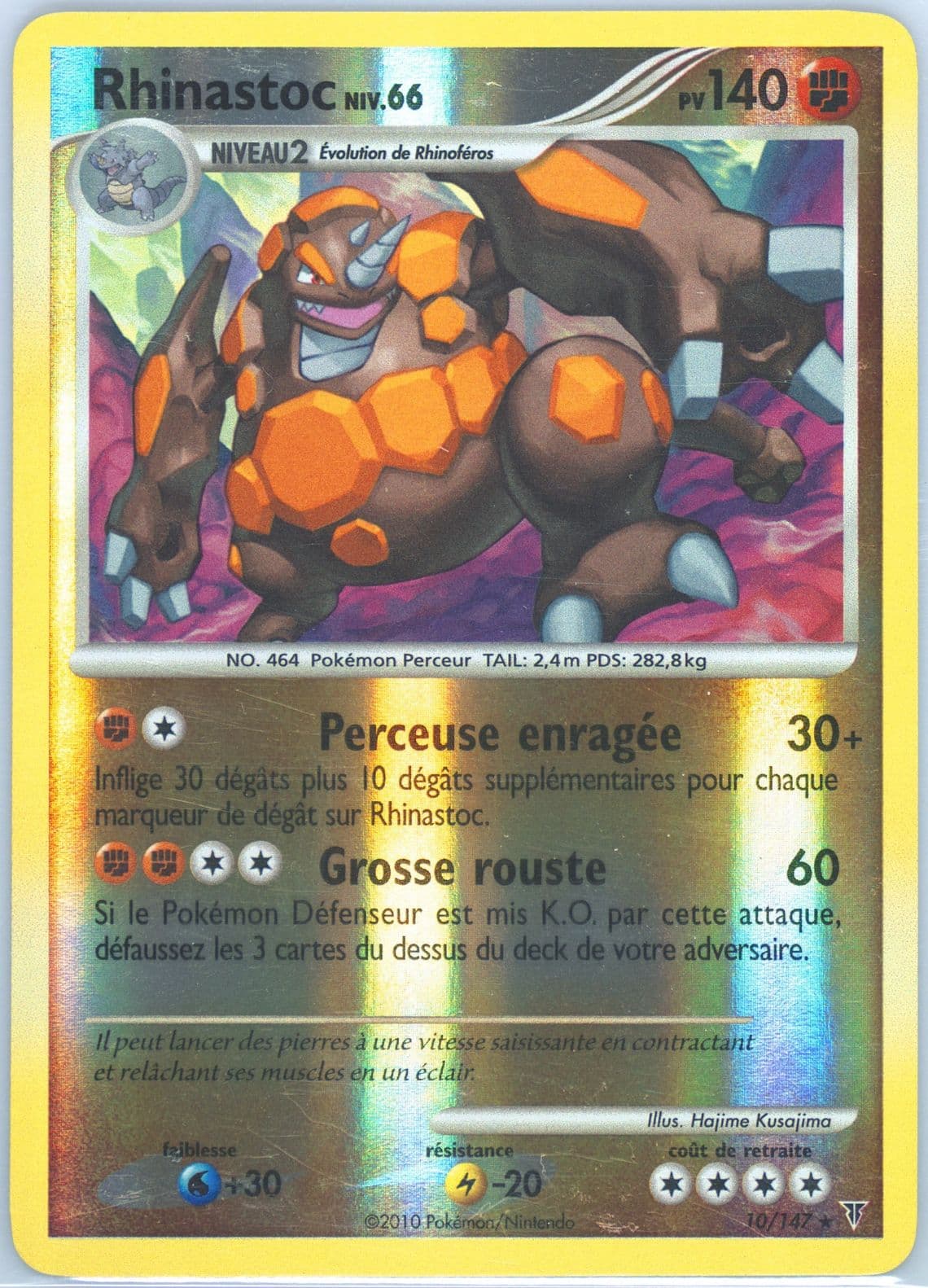 Rhinastoc-Reverse Foil (10) 2010 Pokemon French Platinum Supreme Victors