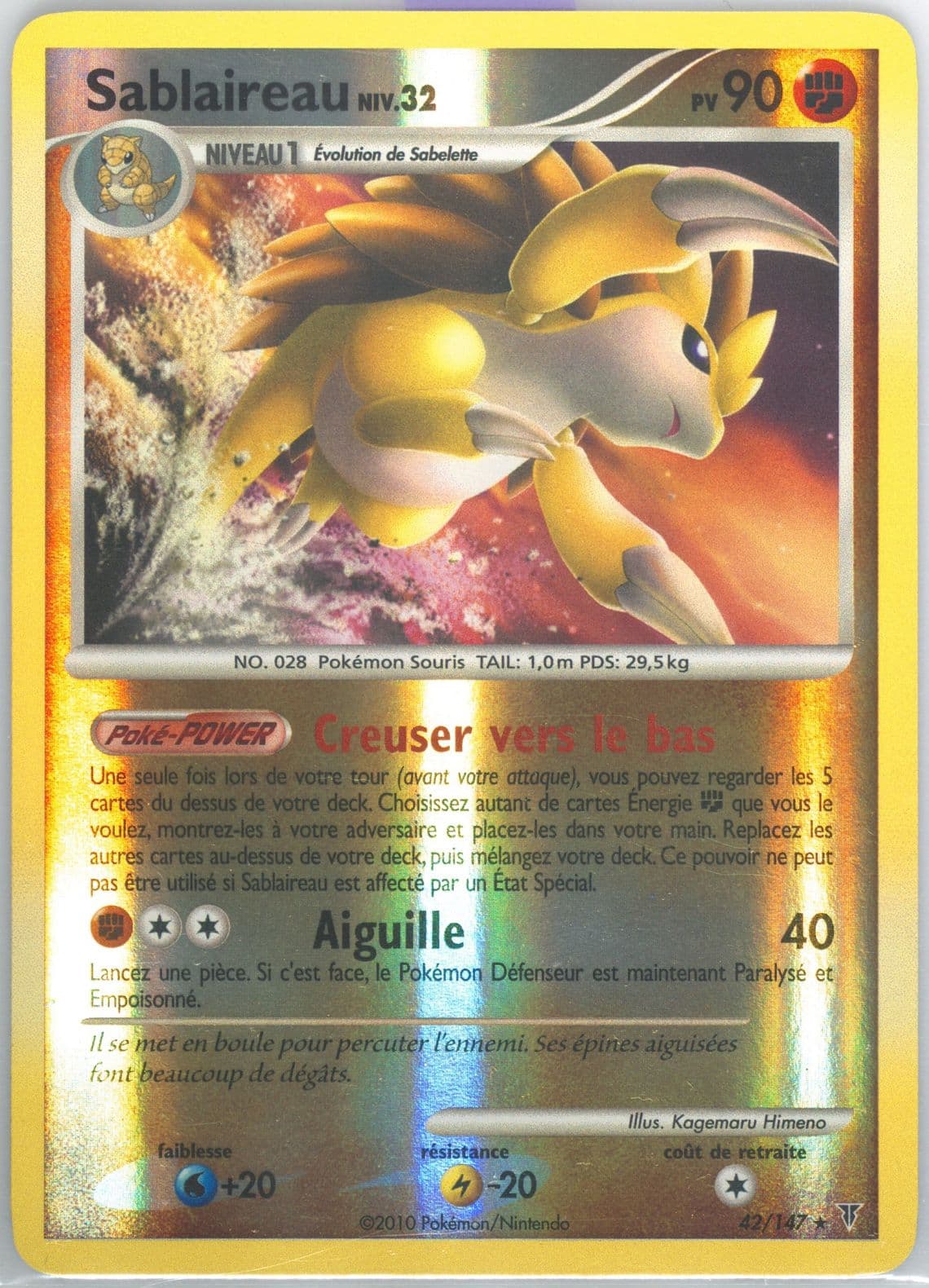 Sablaireau-Reverse Foil (42) 2010 Pokemon French Platinum Supreme Victors