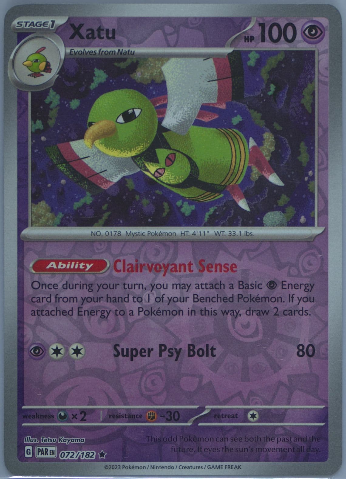 Xatu Reverse Holo (072) 2023 Pokemon Par EN-Paradox Rift