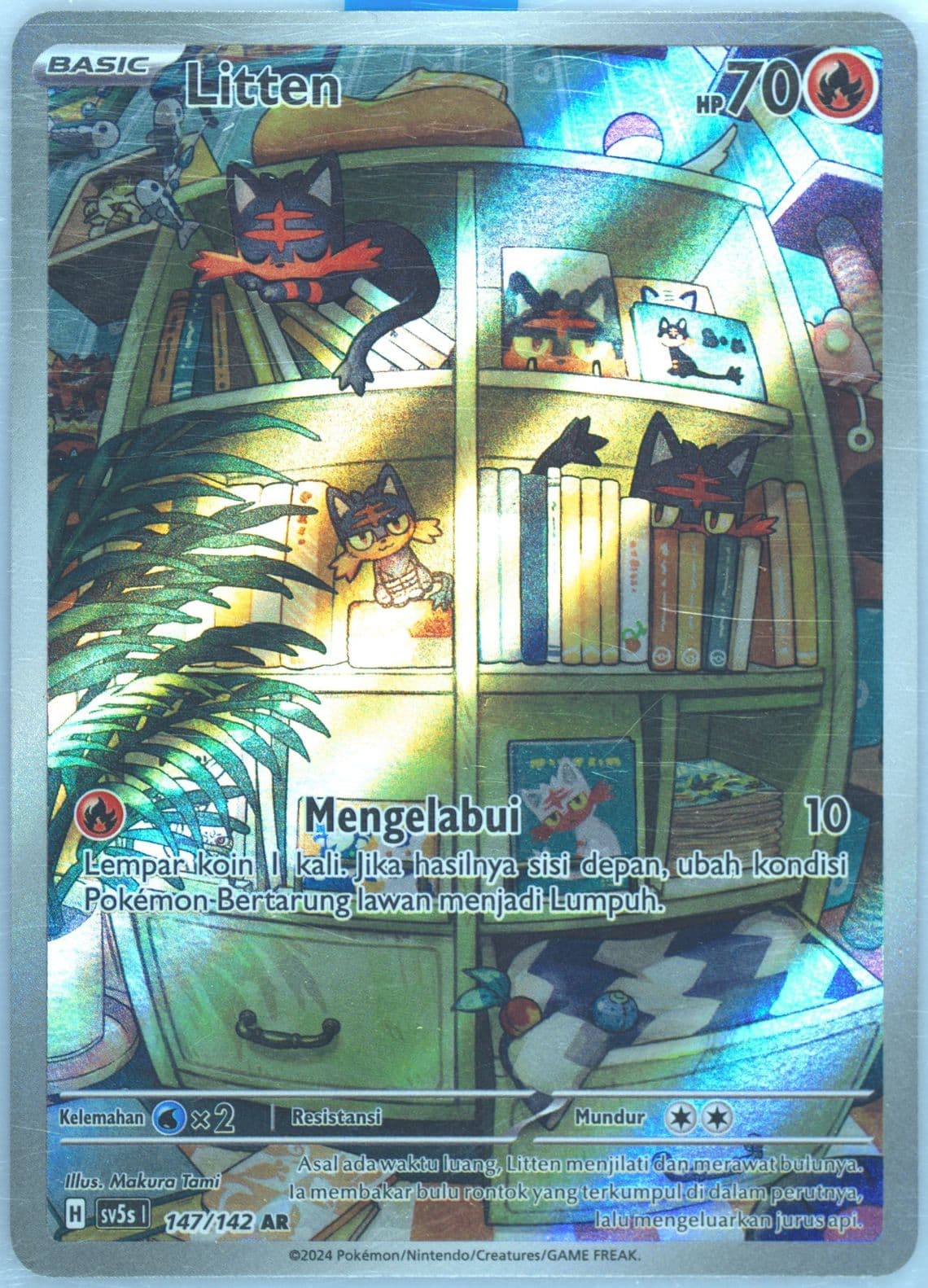Litten Art Rare (147) 2024 Pokemon Indonesian Sv5s I-Ace Paradox