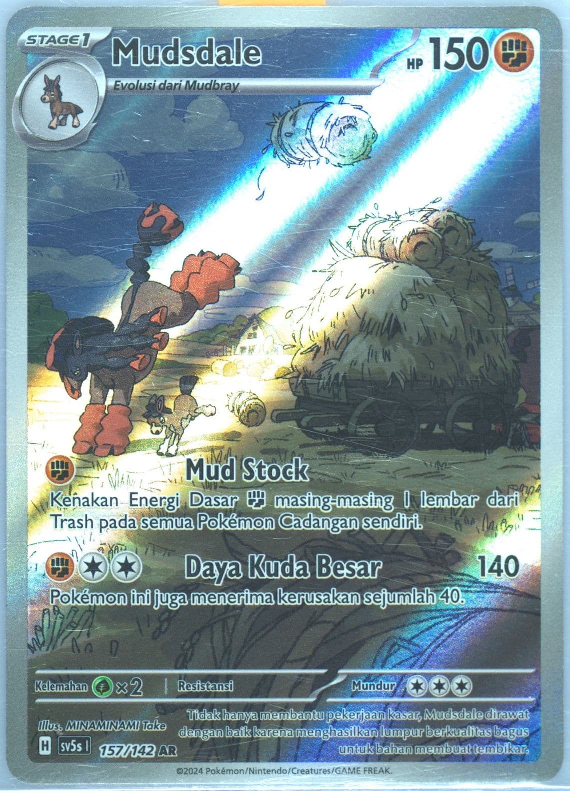 Mudsdale Art Rare (157) 2024 Pokemon Indonesian Sv5s I-Ace Paradox