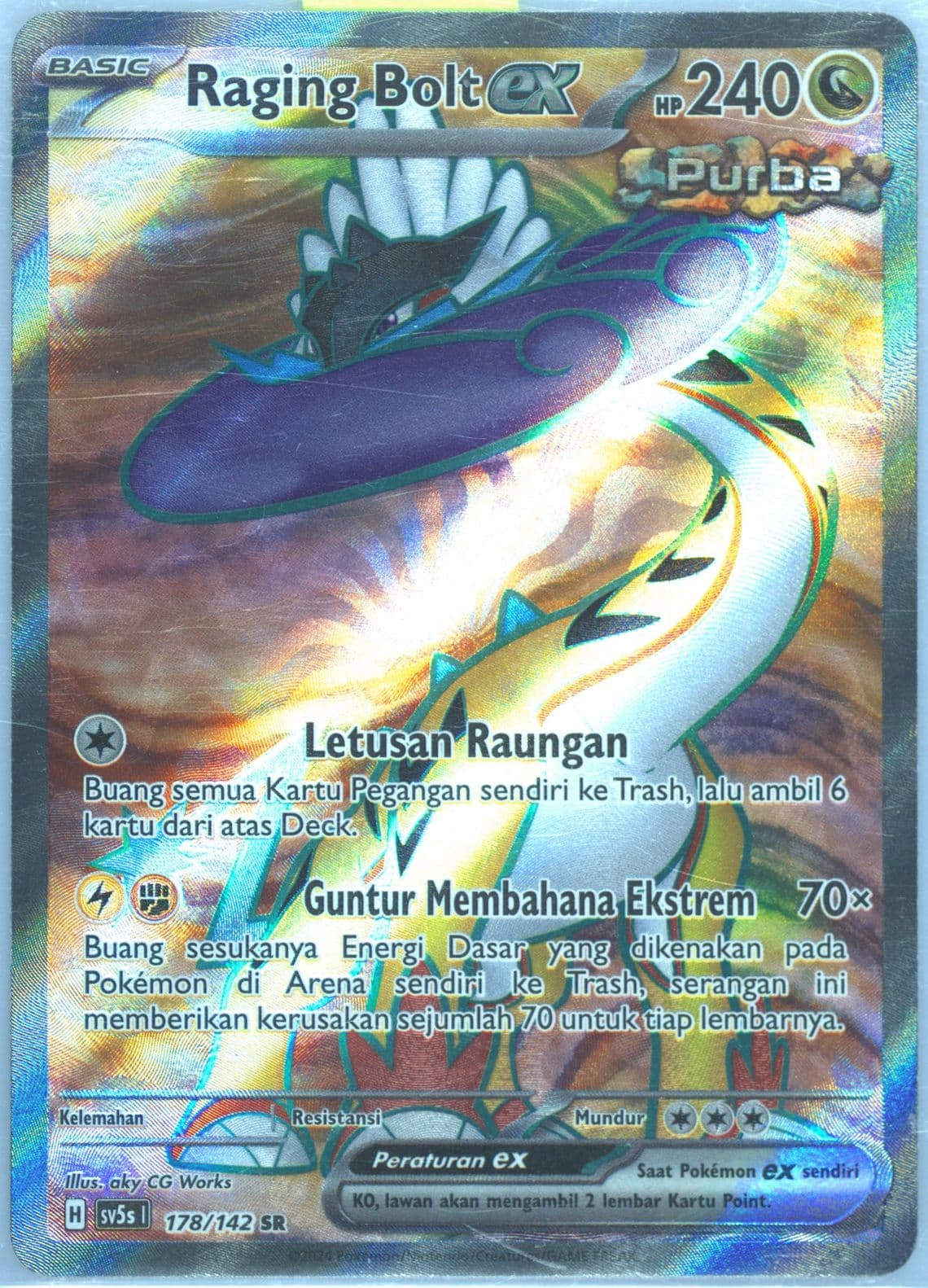 Raging Bolt EX Super Rare (178) 2024 Pokemon Indonesian Sv5s I-Ace Paradox