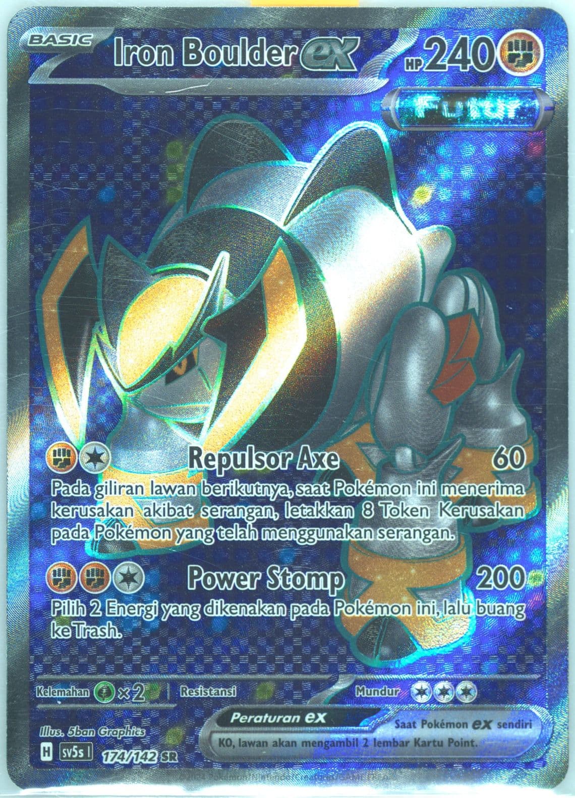 Iron Boulder EX Super Rare (174) 2024 Pokemon Indonesian Sv5s I-Ace Paradox