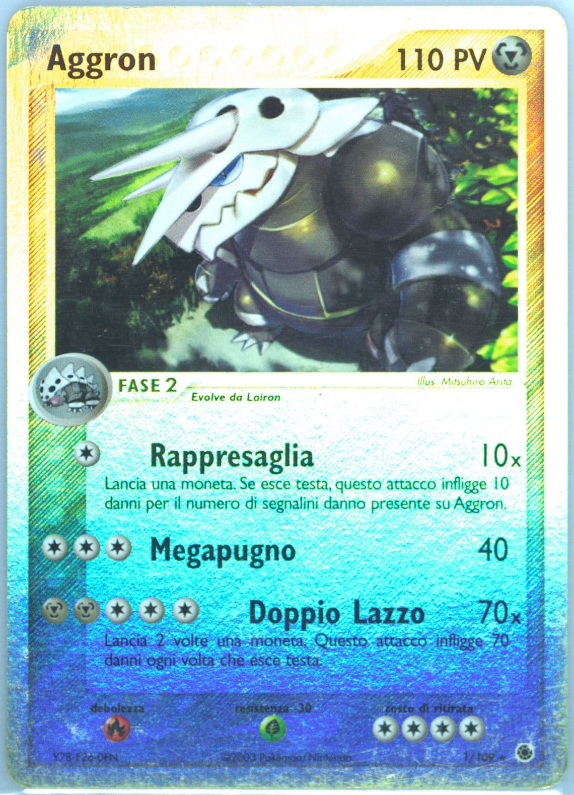 Aggron-Reverse Foil Italian (1) 2003 Pokemon EX Ruby & Sapphire