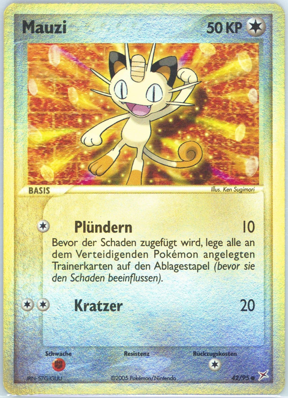 Mauzi-Reverse Foil (42) 2005 Pokemon German EX Team Magma VS Team Aqua