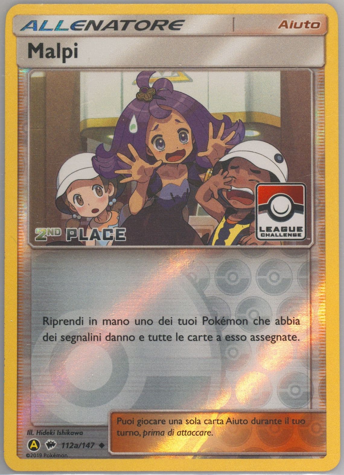Malpi-Reverse Foil 2019 Yellow Alternative Art 2nd Place Pokemon League-Italian (112a) 2017 Pokemon Sun & Moon Burning Shadows