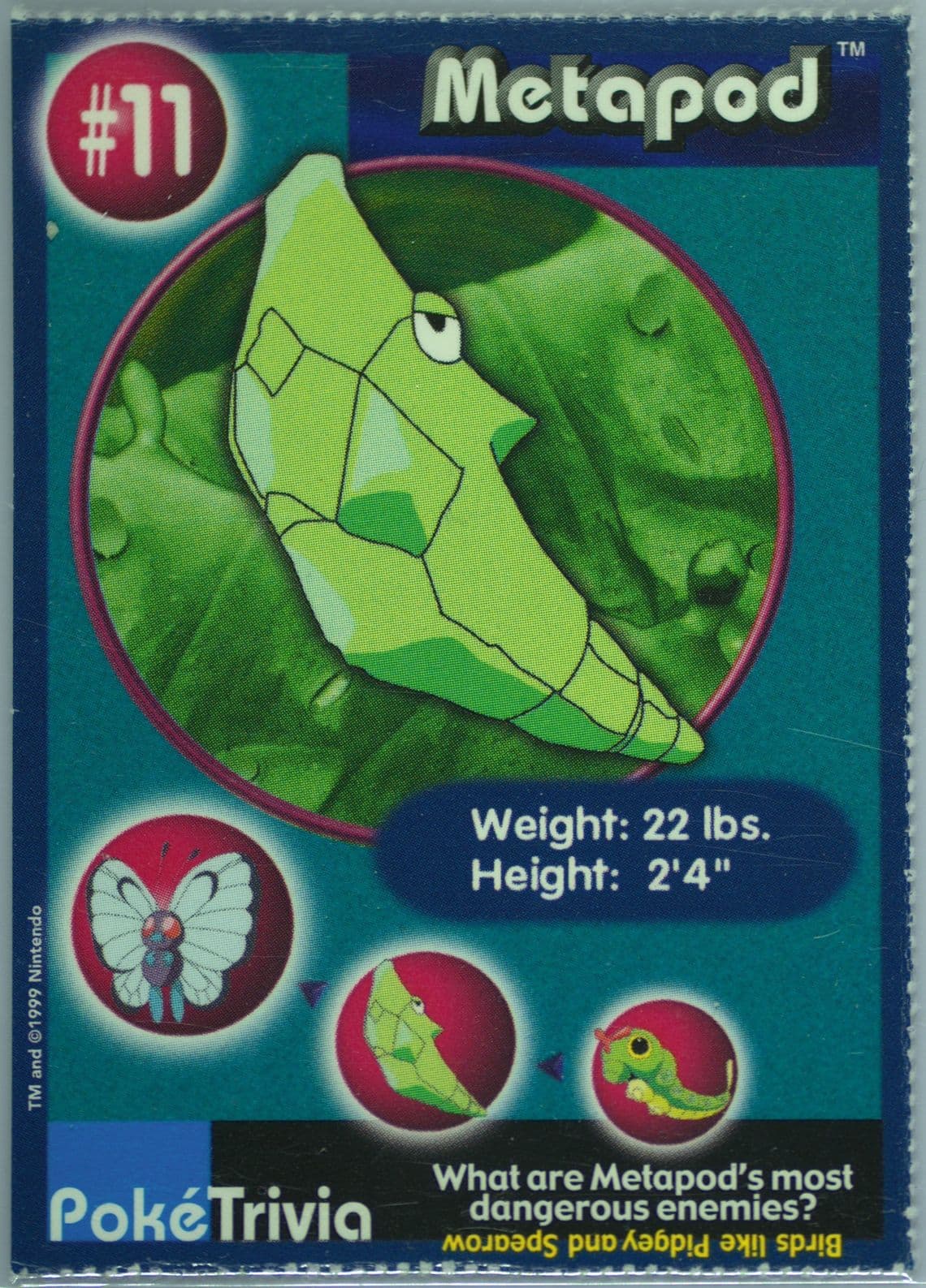 Metapod Perforated (11) 1999 Pokemon Burger King