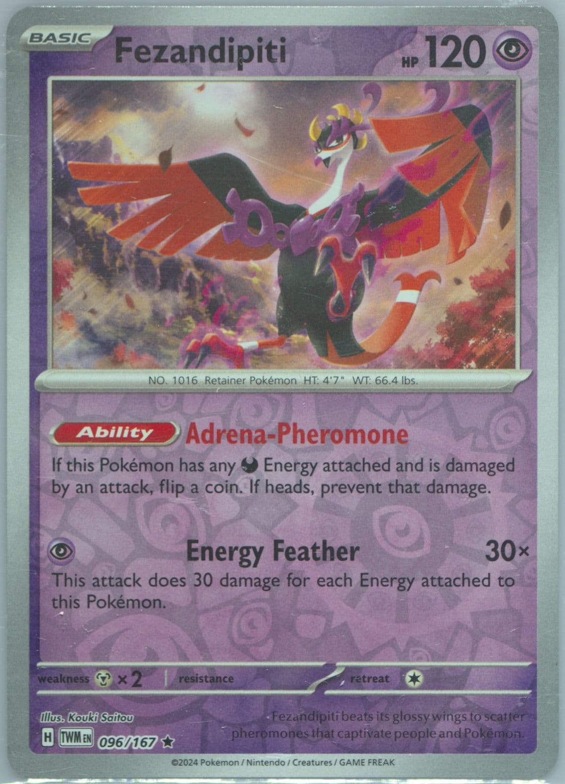 Fezandipiti Reverse Holo (096) 2024 Pokemon Twm EN-Twilight Masquerade