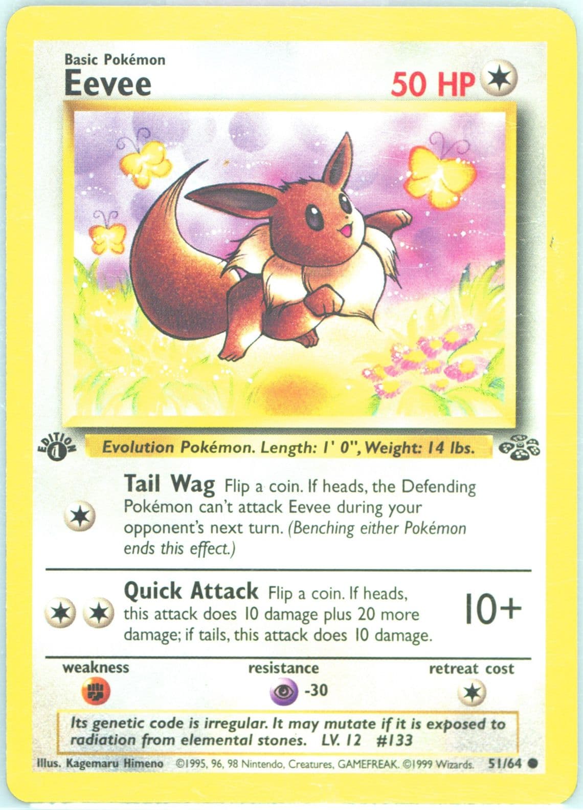 Eevee 1st Edition-Stamp Obstruction Error (51) 1999 Pokemon Jungle