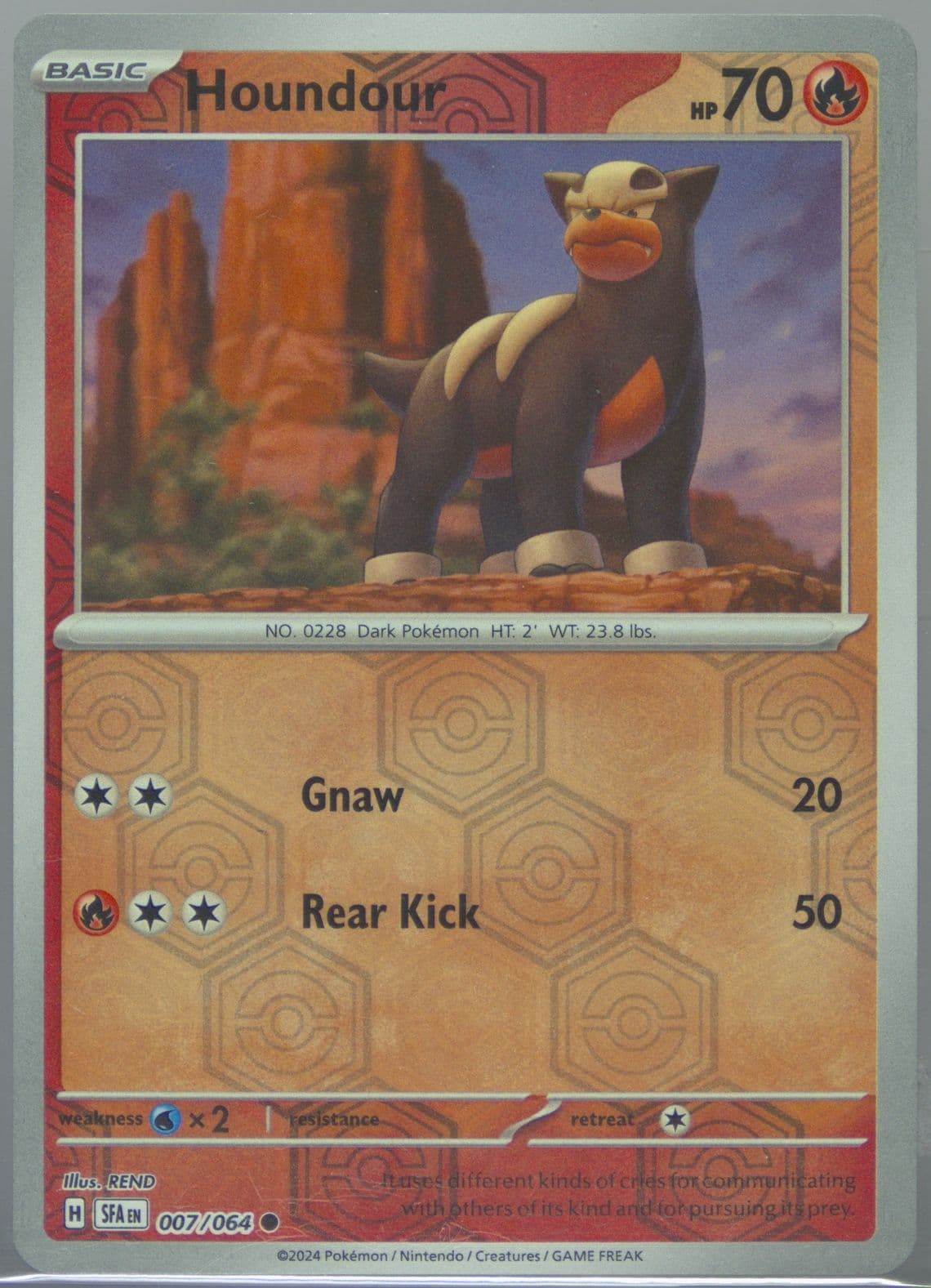 Houndour Reverse Holo (007) 2024 Pokemon Sfa EN-Shrouded Fable