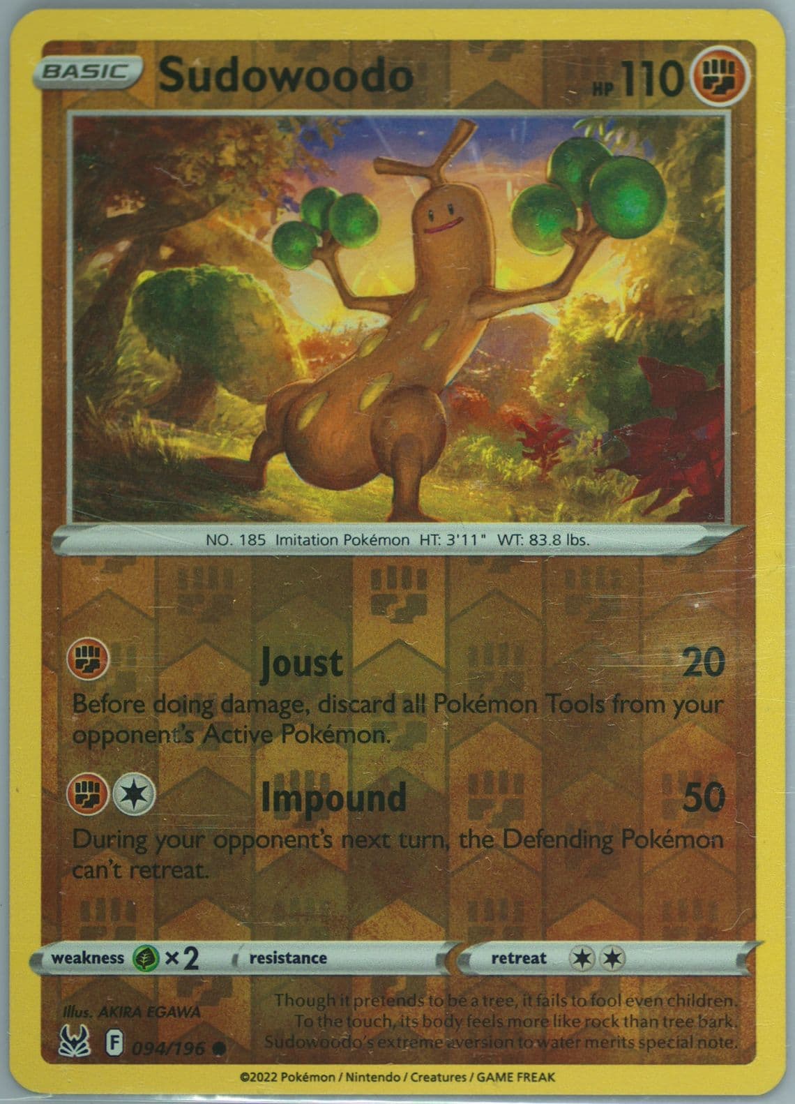 Sudowoodo-Reverse Foil (094) 2022 Pokemon Sword & Shield Lost Origin