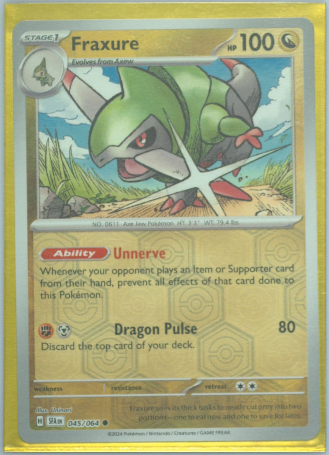 Fraxure Reverse Holo (045) 2024 Pokemon Sfa EN-Shrouded Fable