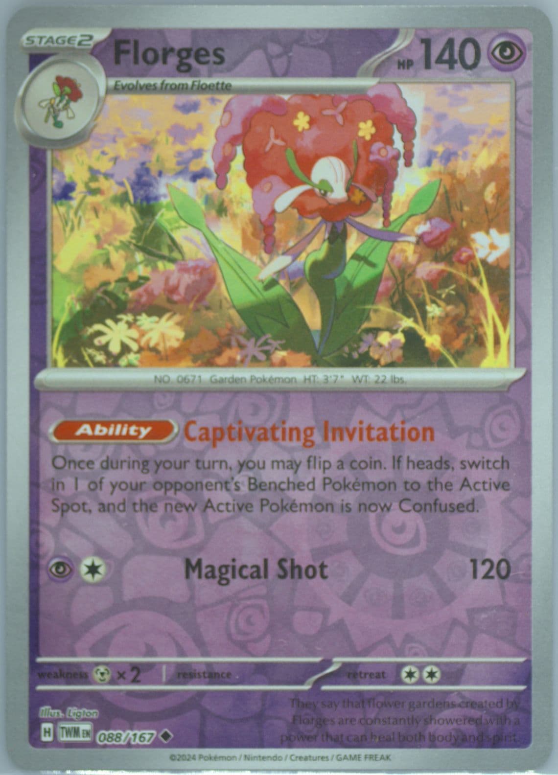 Florges Reverse Holo (088) 2024 Pokemon Twm EN-Twilight Masquerade