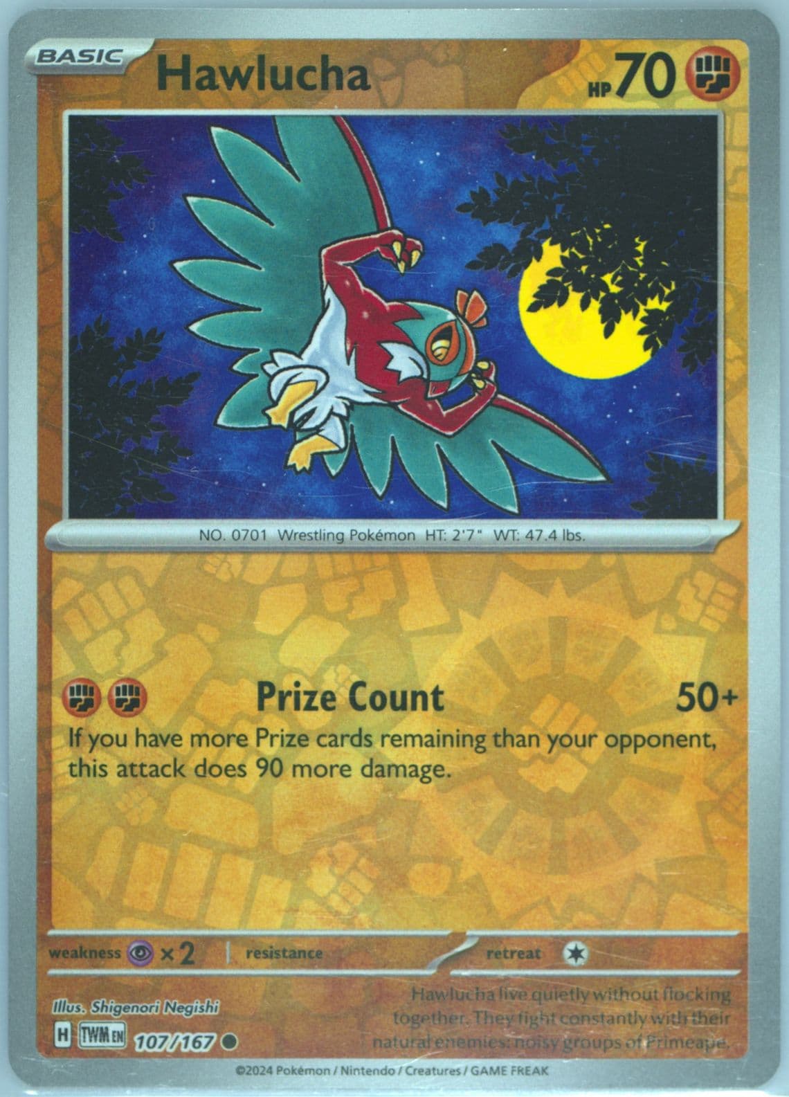 Hawlucha Reverse Holo (107) 2024 Pokemon Twm EN-Twilight Masquerade