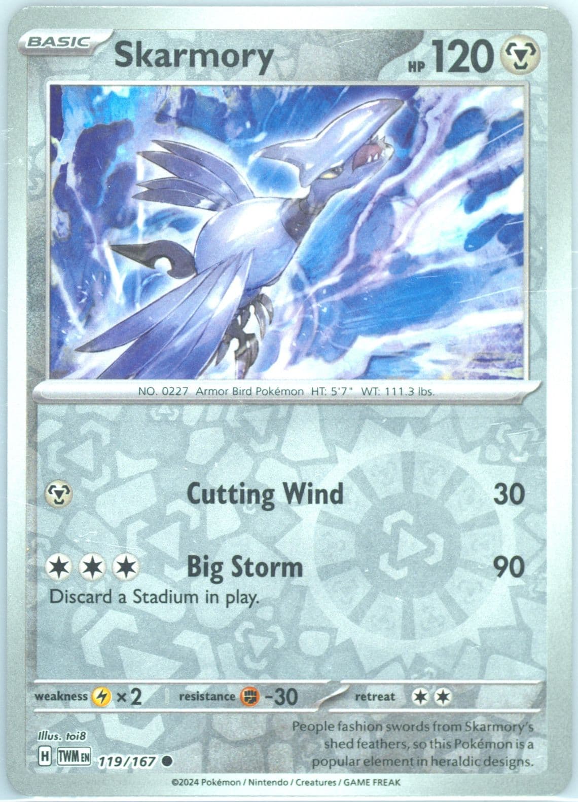 Skarmory Reverse Holo (119) 2024 Pokemon Twm EN-Twilight Masquerade