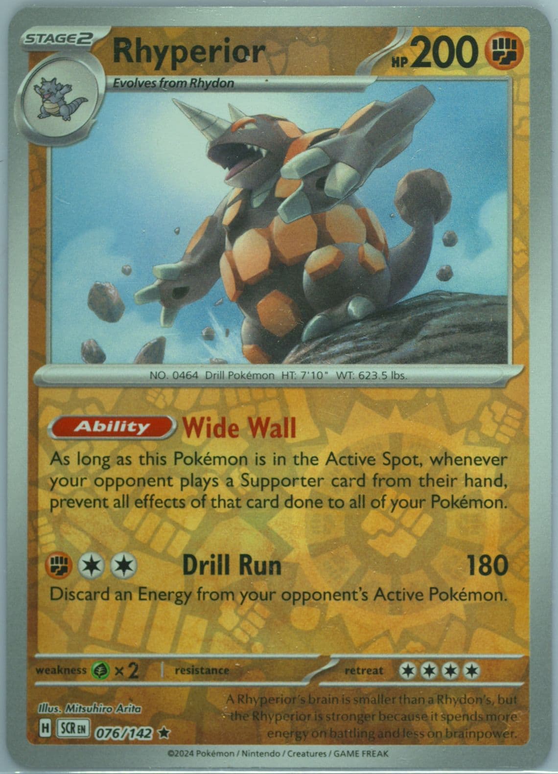 Rhyperior Reverse Holo (076) 2024 Pokemon Scr EN-Stellar Crown