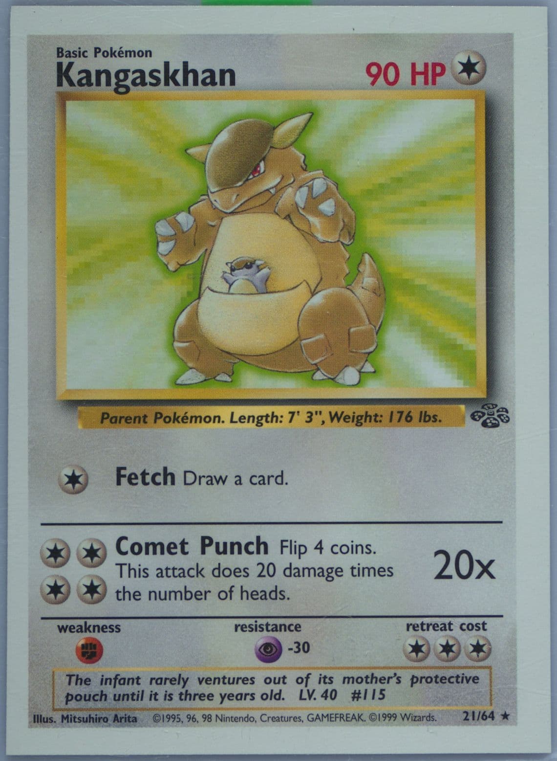 Kangaskhan Hand Cut (21) 1999 Pokemon Jungle Test Proof