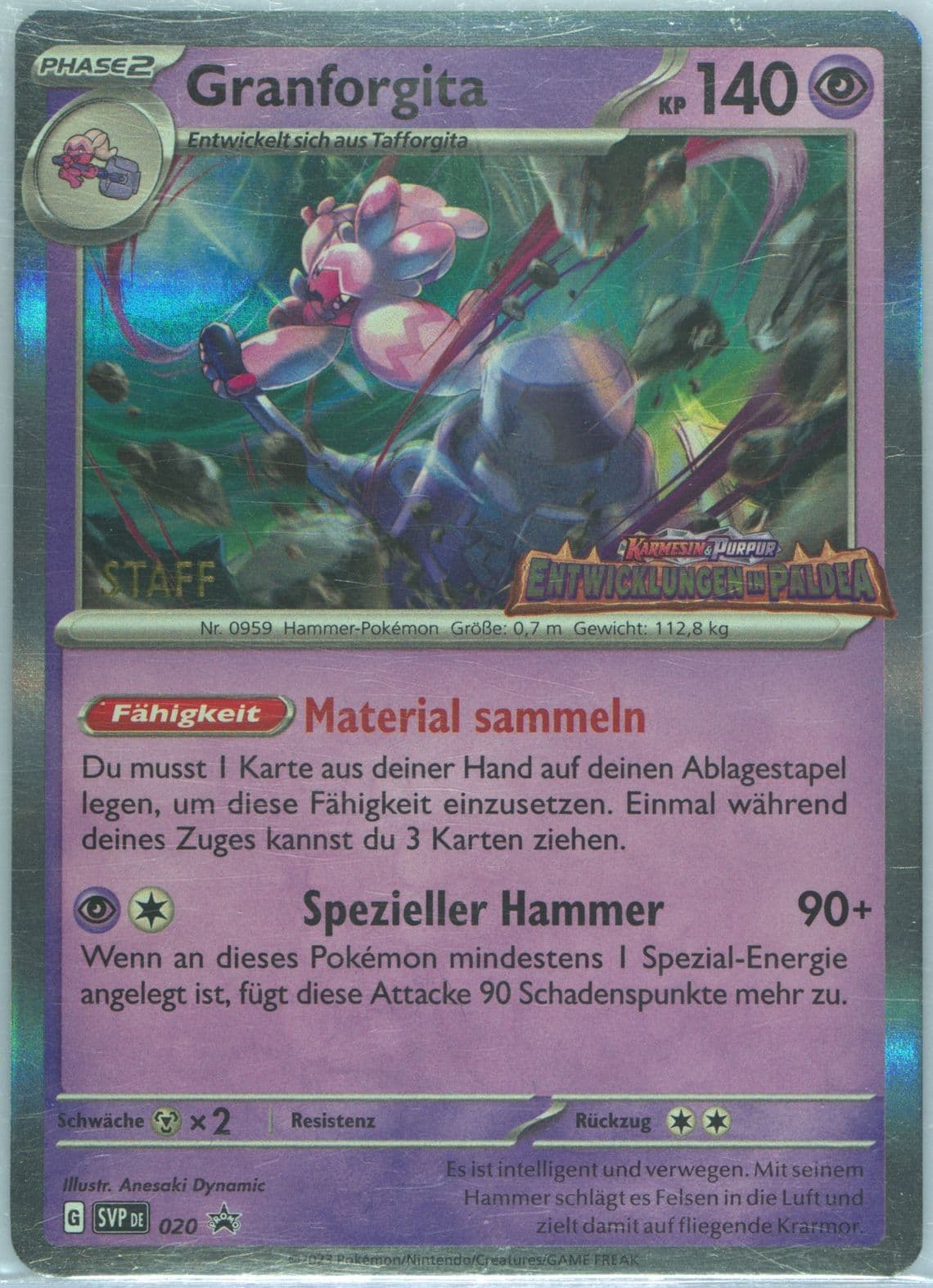 Tinkaton Paldea Evolved Prerelease-Staff (020) 2023 Pokemon German Svp de-SV Black Star Promo