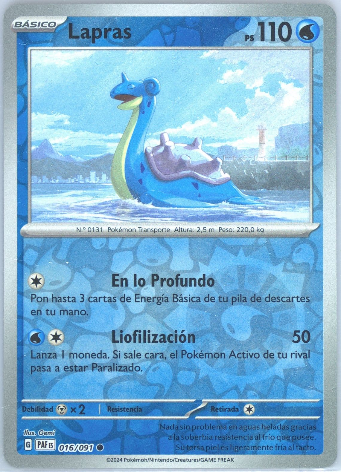 Lapras Reverse Holo (016) 2024 Pokemon Spanish Paf ES-Paldean Fates