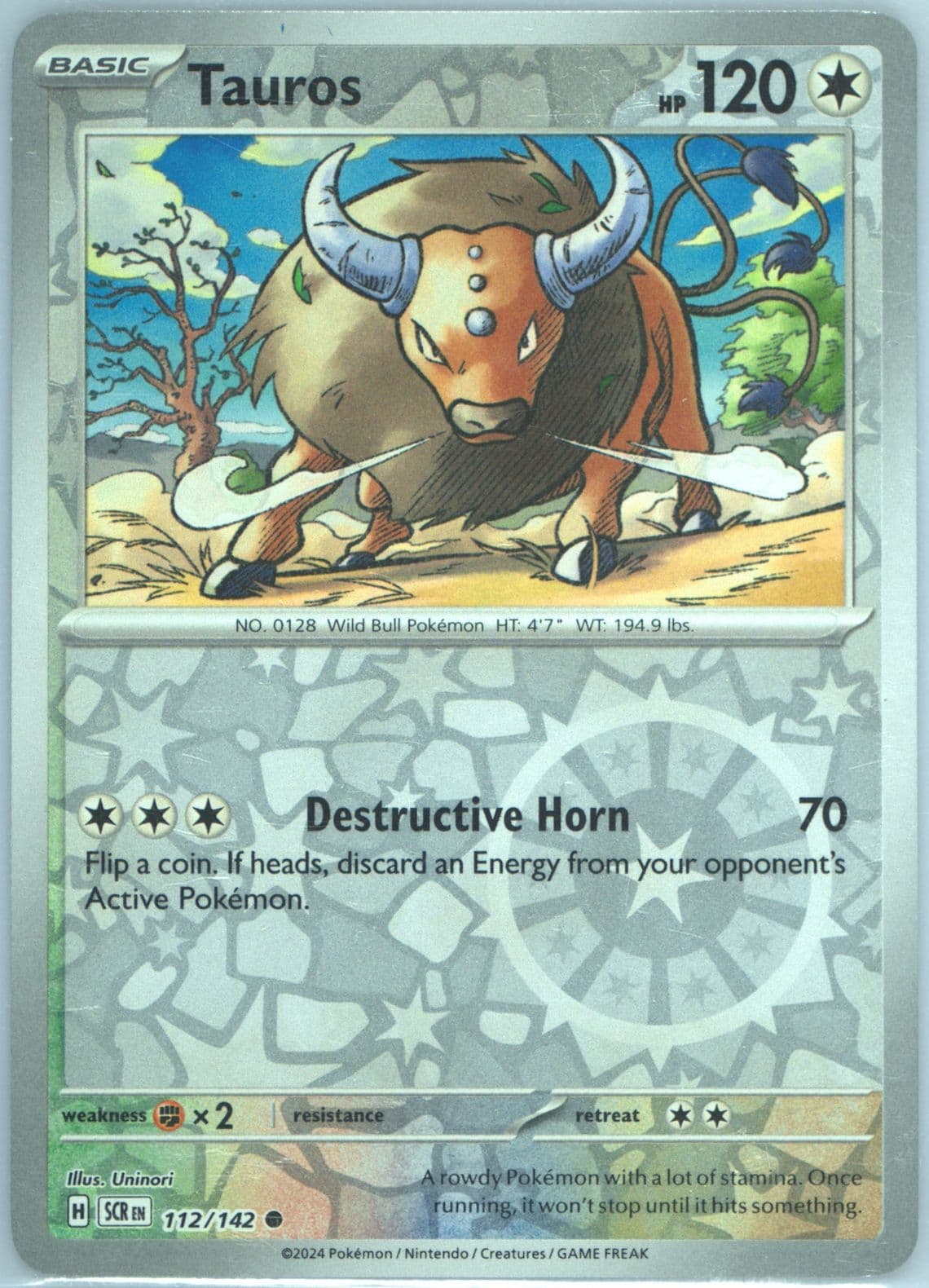 Tauros Reverse Holo (112) 2024 Pokemon Scr EN-Stellar Crown